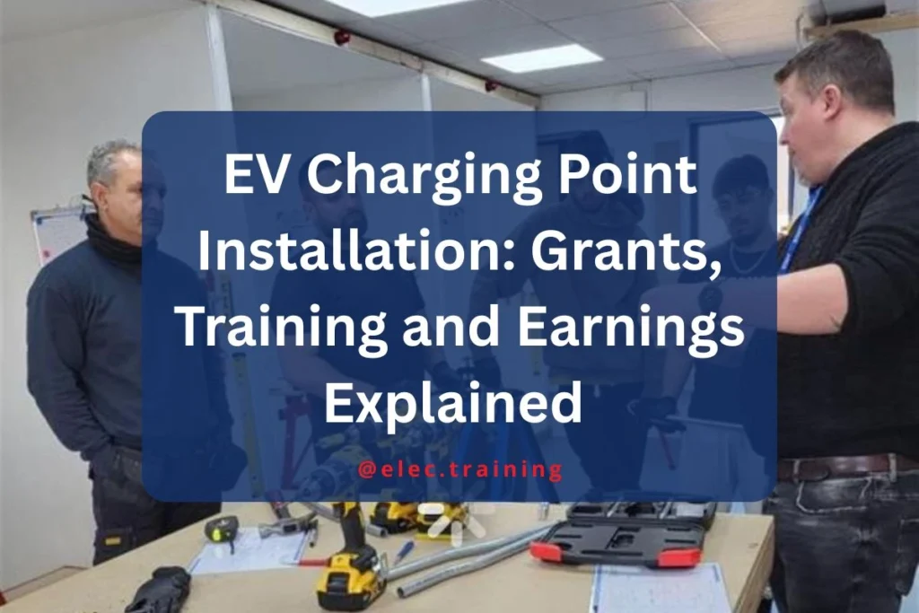 Electrician course learners with teacher