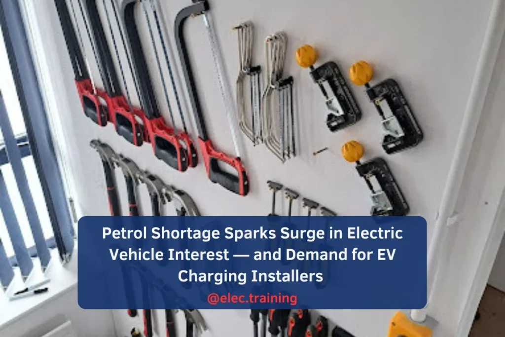 Conduit benders, trunking cutters, and drills for learners to use in the Elec Training centre