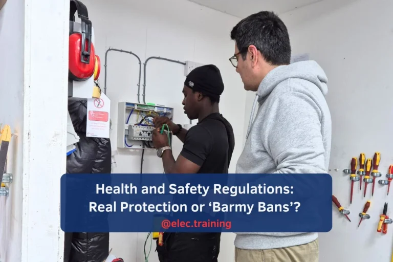 Instructor supervising learner on conduit installation exercise