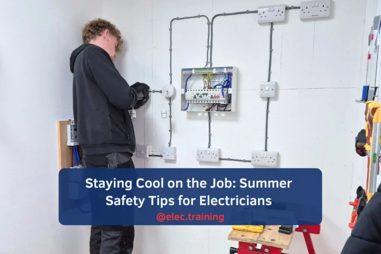 Trainee verifying RCD performance on mounted consumer unit