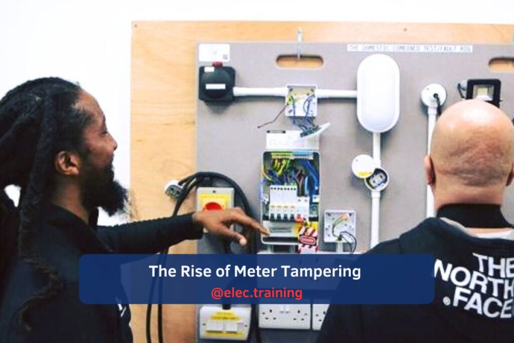 Trainer explaining how to connect breakers on a big electrical board to learner