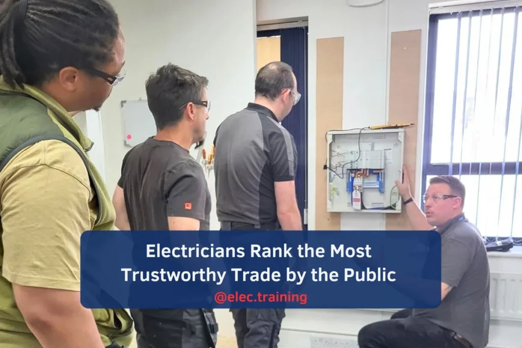 Trainer guiding trainees through conduit bending in C&G 2365-02 session