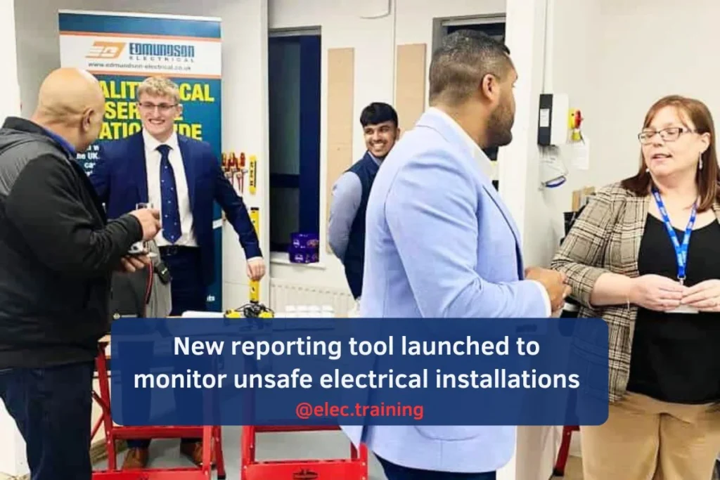 Visitor discussing career opportunities with trainer at Elec Training