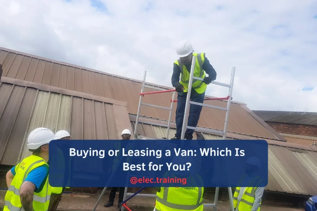 learners practice on scafhold during health and safety session
