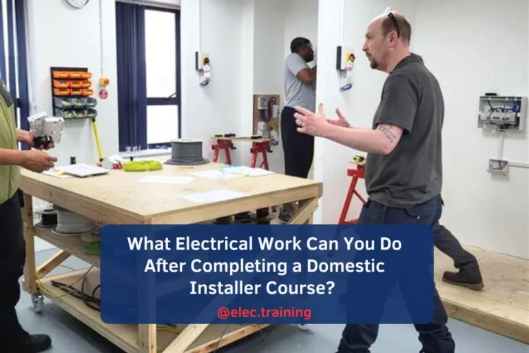 Instructor guiding learners during domestic electrical installation training