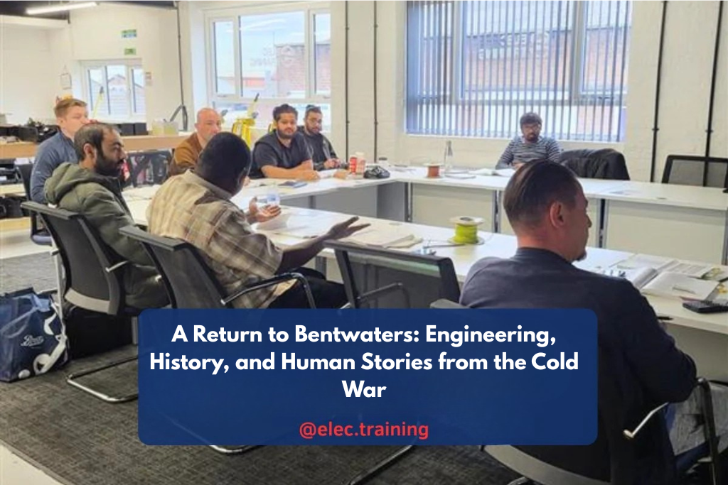 Group of adults seated around tables during an electrician training discussion in a classroom.