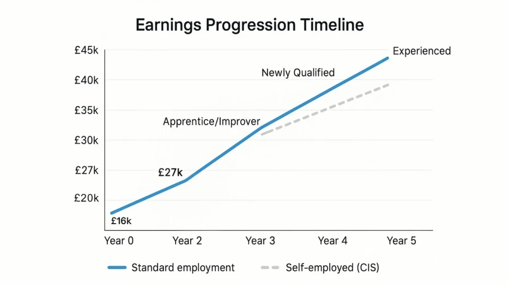 Estimated earnings growth from apprentice to experienced electrician